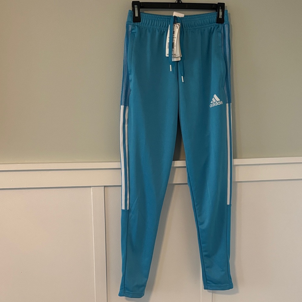 Adidas Kids Teal Joggers with White Stripes
